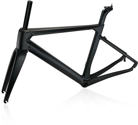 BSFHQS 700C Rennrad Rahmensatz 46CM 48CM 50CM 52CM 54CM Carbonfaser Felgenbremsrahmen Windbreaker-Rahmen Schnellspanner Rahmen F100mm/R130mm QR BB386 Press-in(50CM)