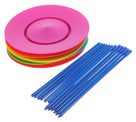 JOINPAYA 6pièces Assiettes Rotatives avec Bâtons Ensemble pour Jonglerie Loisirs Spectacles De Jeux Assiettes Colorées