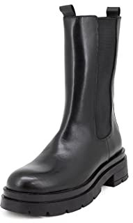 QUEEN HELENA Stivali Chelsea di Pelle Stivaletti con Plateau Invernali Donna S273 (Nero, Sistema Taglie Calzature EU, Adulto, Donna, Numero, Media, 38)