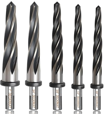 5-Piece 3/8, 1/2, 5/8, 3/4, 1 Reamer Drill Bit for Metal, M2 HSS Taper Reamer for Steel, Alloy, Wood, Plastic to Align, Enlarge Holes – 5-Spiral Flutes, 1/2 Non-Slip Shank, Construction Reamer.