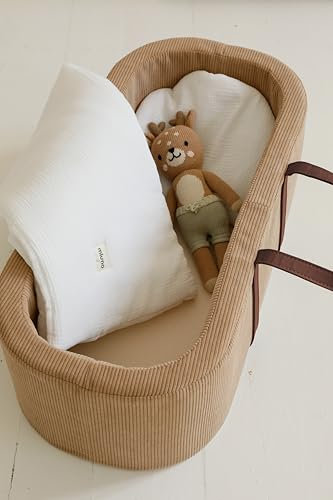 Mlumo Moseskorb Baby aus weicher Baumwolle – Babykorb mit Matratze (Maße: 77 x 38 x 26 cm), eleganter und sicherer Baby Basket für Neugeborene, ideal für den ersten Schlaf Ihres Babys