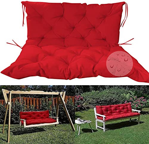 Bankauflagen aus Holz, wasserdicht, mit Rückenlehne, 2- oder 3-Sitzer, mit rutschfesten Bändern, für Hollywoodschaukel, Hängematte, Liegestuhl, Terrassenmöbel, für Innen- und Außenbereich, 120 x 100 x