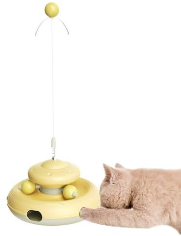 Interaktives Katzenspielzeug, Teaser Plattenspieler Katzen Spielzeug - Bunte Interaktive Katze Punktion für Piste - Lustiger Trainingsball Material Haustier Port