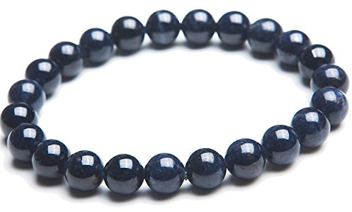 CWZZWS 8mm echte natürliche dunkelblaue Saphir -Edelstein -Runde Perlen -Stretcharmband