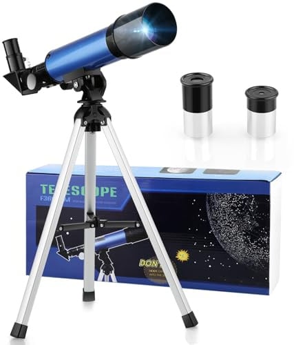Cowiewie Teleskop Astronomisches Einsteiger Teleskope für Himmelsbeobachtung Kinder Zoom 360/50mm HD Telescope für den Außenbereich tragbares Refraktor-Spektiv
