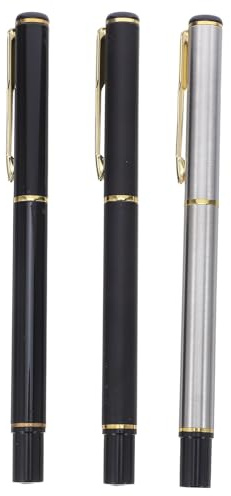 Healeved 3 Pcs Portable Calligraphy Pen Set Refillable Ink Pen with Soft Brush Tip Pocket Fountain for Chinese Calligraphy Drawing Painting Scrapbook and Sketch
