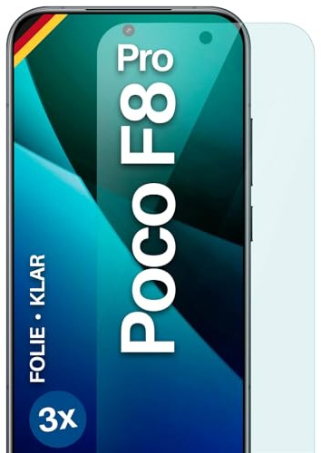 moex für Poco F8 Pro Schutzfolie Displayschutz Folie Ultra-klar HD 0,2 mm kompatibel mit jeder Hülle, Anbringen ohne Blasen, Handyfolie Extra Kratzfest, FlexProtect 3 Stück