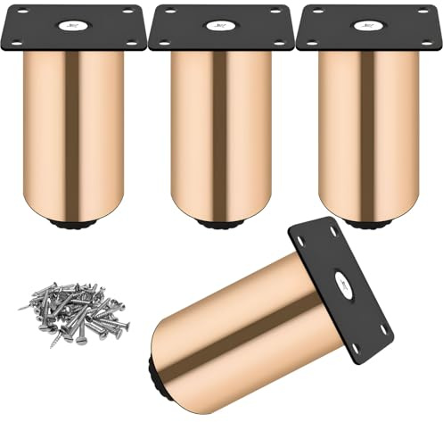 4 Pcs Pieds De Support En Métal Réglables En Hauteur, Pieds De Meubles Modernes Très Résistants, Pied Armoire Salle De Bain Pour Canapé Commode Buffet Table De Chevet(Rose gold,5cm/2.0in)