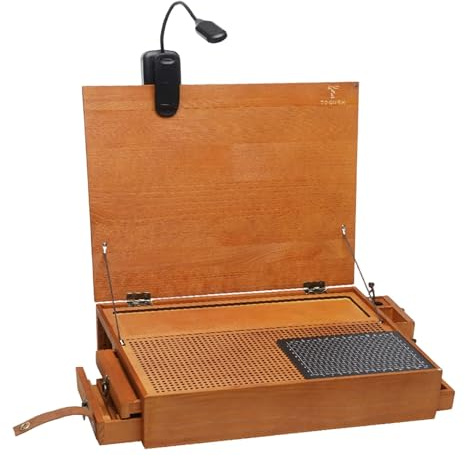 Model Building Workbench with Light - Portable Wooden Craft Station 13.4x10.2x2.5in