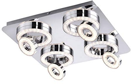 LED Design Decken Leuchte Kristall Strahler eckig Ringe beweglich Wohn Zimmer Lampe Leuchten Direkt 14522-17 Silber