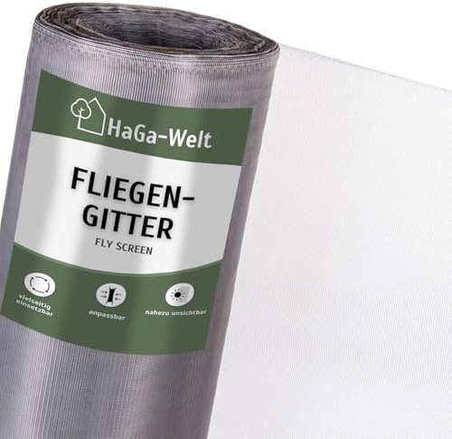 HaGa Fliegengitter 75cm Breite – Insektenschutz Fenster – Reißfest, UV-beständig, Zuschneidbar 100% PES – Moskitonetz & Mückenschutz – Fliegennetz (Meterware)