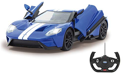 JAMARA Ford GT 1:14 blau Tür manuell 2,4GHz - offiziell lizenziert, ca 1 Std Fahren, 11 Kmh, perfekt nachgebildete Details, detaillierter Innenraum, hochwertige Verarbeitung,LED Licht