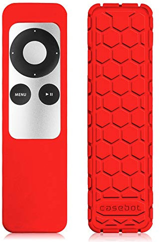 Fintie Remote Hülle für Apple TV 2/3 Generation Fernbedienung - [Bienenstock Serie] Leichte rutschfeste Stoßfeste Silikon Schutzhülle Tasche Case Cover, Rot