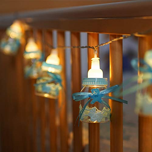 Festive Lights - Baby Novelty Fairy String Lights - Battery Powered Cute Jar Bottles and Shapes - Blue