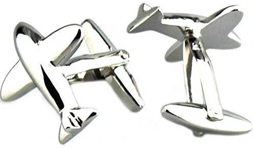 DOLOVE Manschettenknöpfe Herren Buisness Flugzeug Manschettenknopf Silber