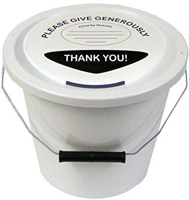 6 Charity Money Collection Buckets 5 litres - White