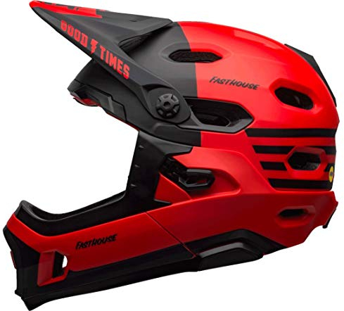 Bell Bike Unisex – Erwachsene SUPER DH Spherical Helme, Mat/Gls Red/Black Fasthouse, S