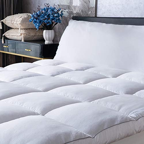 King Matratze Topper Kühlkissen Top Matratze Bett Topper, Flauschige Matratzenauflage, Hotelqualität Daunen Alternative Kissen Topper mit tiefer Tasche