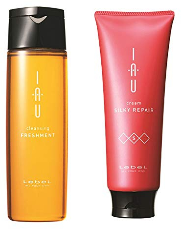 Lebel IAU Cleansing Freshment Hair Shampoo 200ml & Lebel IAU Silky Repair Hair Treatment 200ml Set (Green Tea Set)