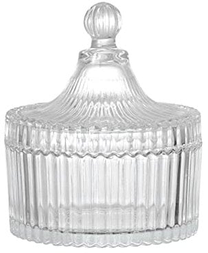300ml/10oz Glass Candy Dish With Lid - Decorative Crystal Covered Bowl - Apothecary Jar for Wedding Buffet - Tent Shaped Food Container for Home Office Desk Gift (Clear)