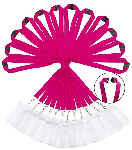 WEZEBEL Umhängeband mit Halter, strapazierfähig, mit wasserdichtem Ausweishalter für Schulen, Büro, Kreuzfahrt (Rosenrot, 12 Stück)