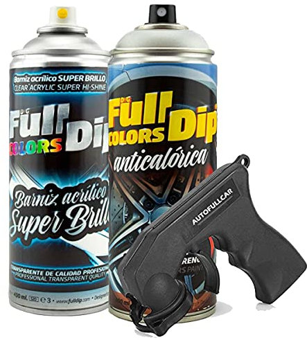 AutoFullCar - Pintura ANTICALÓRICA Acrílica Brillo Full Dip para Pinzas DE Freno - 2 x Spray 400 ml (Aluminio Brillo)