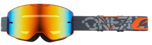 O'NEAL | Fahrrad- & Motocross-Brille | MX MTB DH FR Downhill Freeride | Verstellbares Band, optimaler Komfort & Belüftung | B-20 Goggle Strain V.22 | Erwachsene | Grau Orange Verspiegelt | One Size