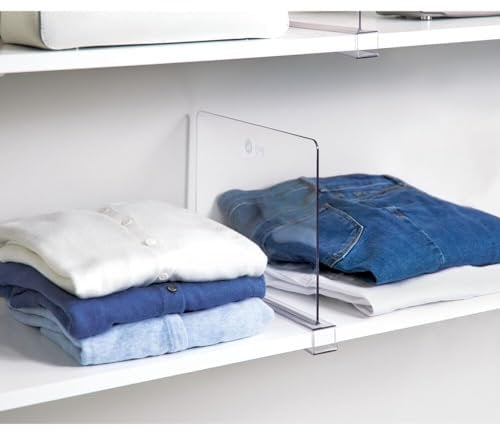 The Home Edit by iDesign 30,5cm by 22,9cm Clear Recycled Plastic Shelf Divider For Closet Organisation and Separation