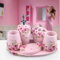 Resin 5Pcs Bathroom Accessories Set Soap Dispenser/Toothbrush Holder/Tumbler/Soap Dish (pink) (pink 2)