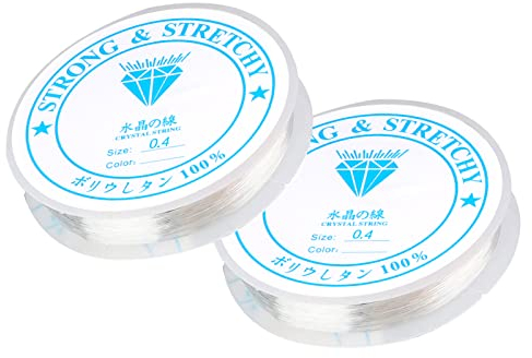 ihaspoko 2X Spule 0.4 mm Elastisch Schmuckfaden Gummifaden Transparent Faden für Perlenschmuck Armbänder Basteln, für die Herstellung von Schmuck verwendet