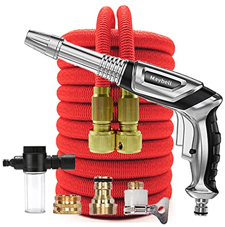 Hensftods Pressure Washer Water Gun Garden Hose Set Foam Pot Car Wash Power Sprinkler Plastic Pipe Watering Hoses For Garden Supplies F06 16FT