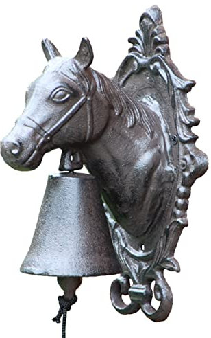 Türglocke Gusseisen Glocke Schwere Türklingel Aus Gusseisen, Große Pferdekopf-Türklingel für Den Garten Terrasse Ranch, Übergroße Shaking Dinner Bells, An Der Wand Montiert
