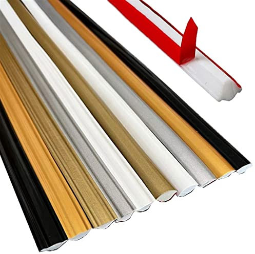 1M Moulure autocollante flexible Quart de rond PVC, Bande de calfeutrage étanche, garniture pour moulage, calfeutrage et de garniture auto-adhésif, pour mur, plafond, armoire, comptoir, bords de sol e