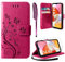 AROYI Coque Compatible avec Samsung Galaxy A14 4G / 5G, Retro Design PU Etui Housse en Cuir Portefeuille de Protection Fonction Stand Video Porte Carte Credit Ticket Flip Case Rose Rouge