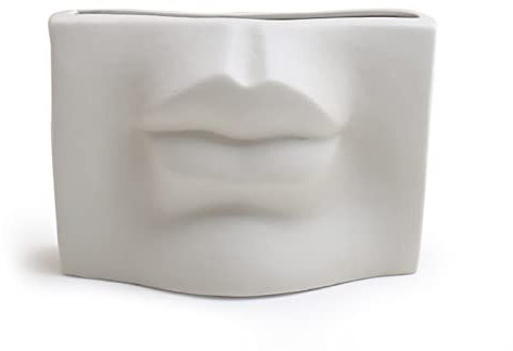 SUREH Vase mit Weißem Gesicht, Abstrakte Augenvase, Moderne Keramik-Blumenvase, Lippe, Nase, Abstrakte Skulptur, Blumentöpfe für Zuhause, Büro, Wohnzimmer, Tischdekoration(#4)