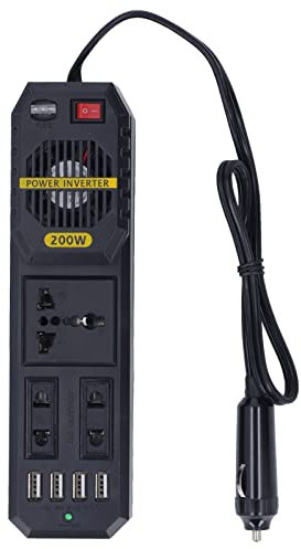 Auto-Wechselrichter 200 W, Flammhemmender ABS-Auto-Wechselrichter 12 V Bis 220 V mit 3 AC-Steckdosen für die Automobilindustrie