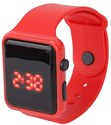 Sportuhr Für Kinder, Sportuhr Mit LED-Bildschirm, Quadratische Form, Hintergrundbeleuchtung, Digitale Kinderuhr Für Freizeitaktivitäten(Rot)