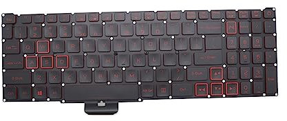 New Replacement Keyboard for Acer Nitro 5 AN515-54 AN515-55 AN515-43 AN515-44 AN517-51 AN517-52 AN715-51 N18C3 N18C4 AN515-54-51M5 AN515-54-55YM AN515-54-71FT Keyboard Backlit Red