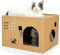 Casa de cartón para gatos con 2 almohadillas para rascar, cama grande para gatos, rascadores para gatos de interior con cartón corrugado, caja rascadora desmontable para gatos (cactus)