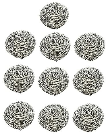 10 Packs Stainless Steel Sponge Scrubber Set, Metal Scouring Pad Stainless Steel Wire Washing Balls for Cookware Cleaning