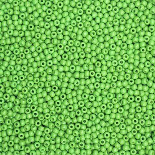 Grass Green 12/0 Craft Glass Seed Beads Bulk, 2mm Pony Beads Hair Beads Waist Beads for Jewelry Making, 9000 Pcs Colorful Bracelet Beads Small Beads for Ladies, Neckalce Waist Earring DIY Craft