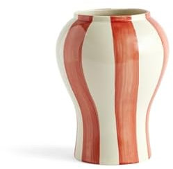Hay Vase Sobremesa Stripe S aus Steingut hergestellt, Farbe: Weiß/Rot, Maße: H: 22cm, D: 19 cm, AB615-A601-AB27