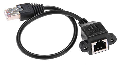 Ghulumn 1FT RJ45 Cable De Extension De Red De Lan Ethernet Macho A Hembra Montaje En Panel Roscado