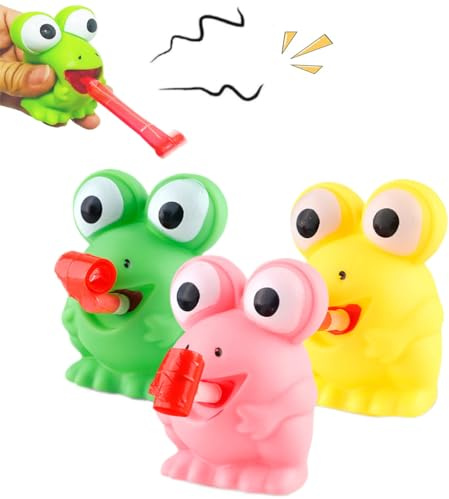 3-Pack Squeeze Spielzeug Frösche mit Zunge ausstechend, Lustige, Party Bevorzugung, Neuheit Relief Stress Squeeze Spielzeug Lustige Gags Geschenke für Kinder Erwachsene