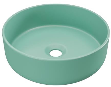 Vente-unique - Vasque à poser ronde en céramique - Vert mat - 36 cm - LENISO II