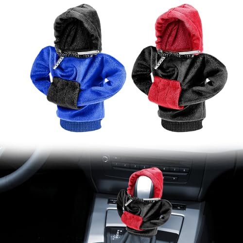 Uirheurd 2Pcs Schaltknauf Abdeckung Schalthebel Hoodie kreativer Hoodie Auto Schaltknauf Hoodie staubdichter Schutz Sweatshirt Schaltknauf Hoodie für Universal Gear Shifter(schwarz blau)