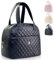 Mziart Isolierte Lunchtasche für Damen und Herren, PU-Leder, ästhetische Lunchbox-Tasche, Thermo-Bento-Kühltasche, Lebensmittelhandtaschen für Arbeit, Büro, Picknick, Reisen (schwarz)