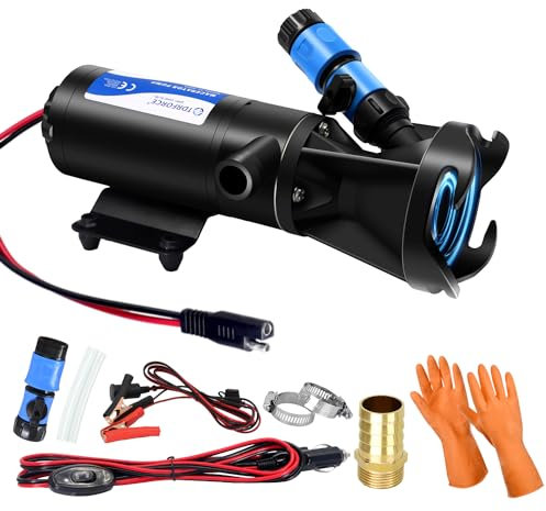 TDRFORCE Pompa maceratrice DC 12 V per camper Pompa acqua di scarico per camper Marine Boat Pompa di sentina portatile RV per serbatoio acqua grigio nero 12 GPM Pompa autoadescante di scarico
