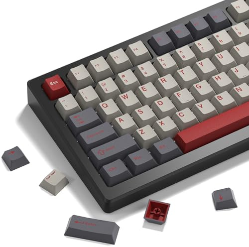 Womier Double Shot PBT Keycaps Set 138 Keys, Cherry Profile Custom Keycaps 60 65 75 100 Percent for 61/64/68/84/87/100/104/108 Retro Gaming Mechanical Keyboard, Purple Gray
