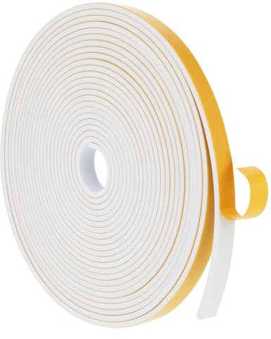 26Feet Weather Stripping Seal (1/2 Inch X 1/4 Inch) for Door Window, Strong Adhesive Weather Stripping, High Density Weatherproof Foam Tape, Insulation Strip, Noise-Reduction Foam Sealing Strip, White